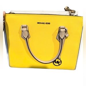 Michael Kors Large Colorblock Yellow/Tan NWOT Satchel Firm Price